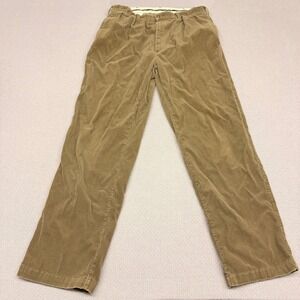 Polo Ralph Lauren Corduroy Pants Mens 38x34 Tan Pleated Straight Fit Made in USA